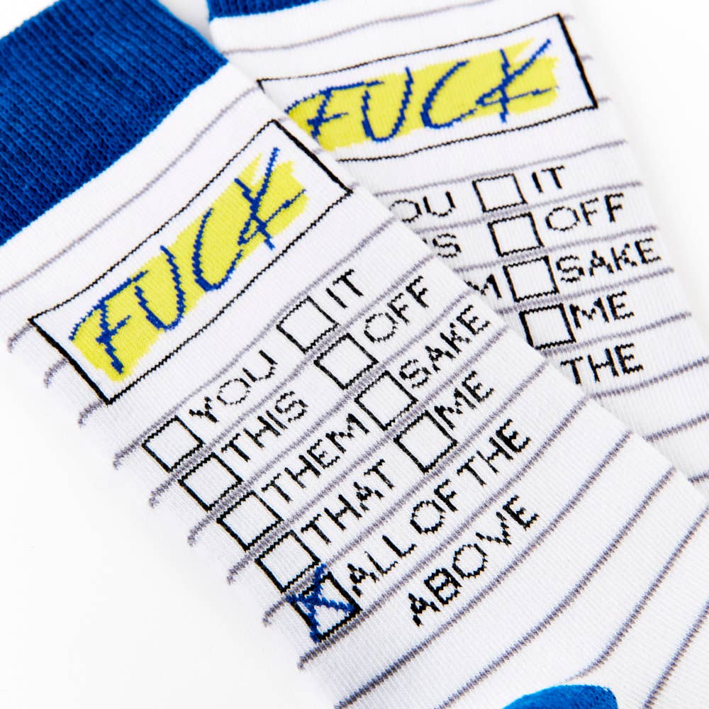 Unisex Fuck Tick List Socks