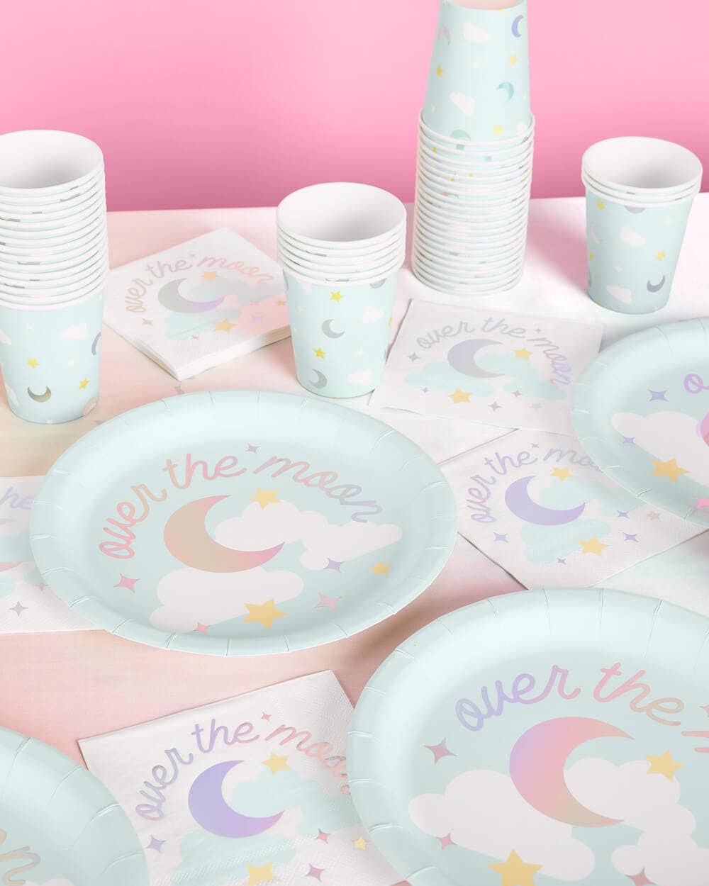 Over the Moon Cups - 50 paper cups baby showe