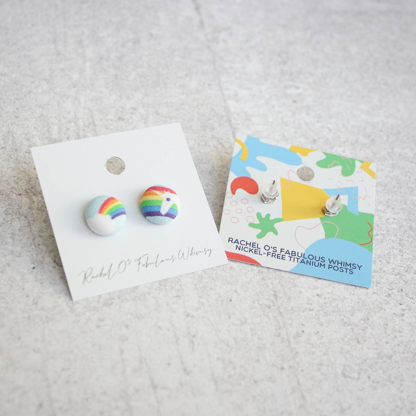 Planet Earth Fabric Button Earrings: 0.5 inch wide