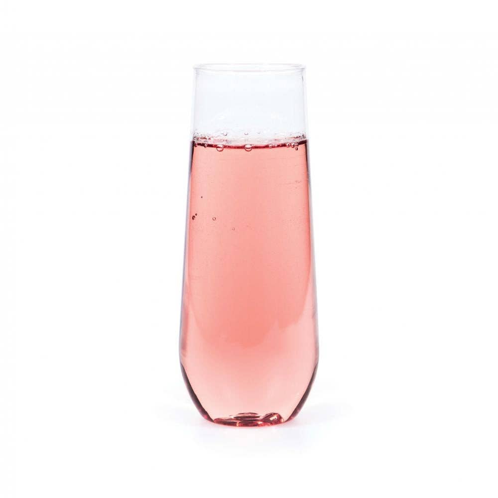 Clear 9 oz Plastic Stemless Champagne Flutes, 4/Pkg