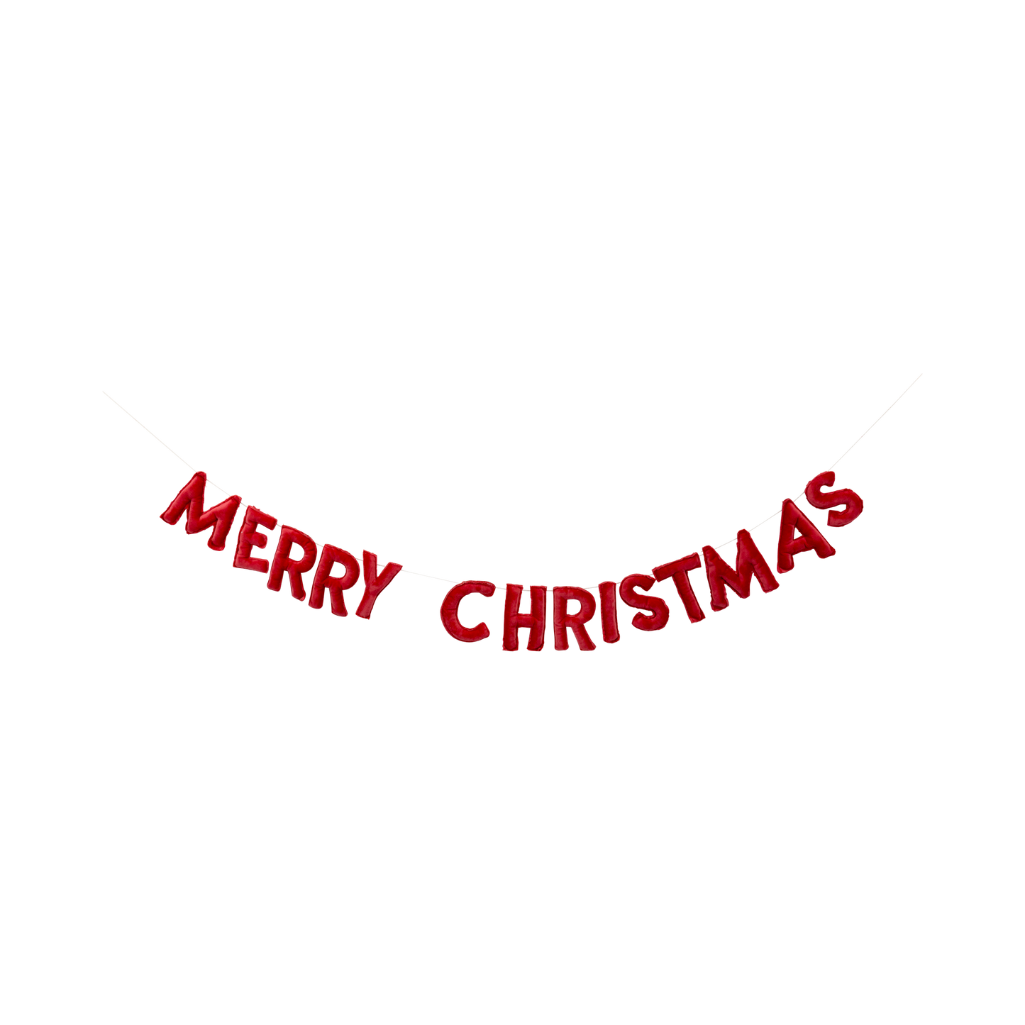 Puffy Red Velvet Merry Christmas Banner