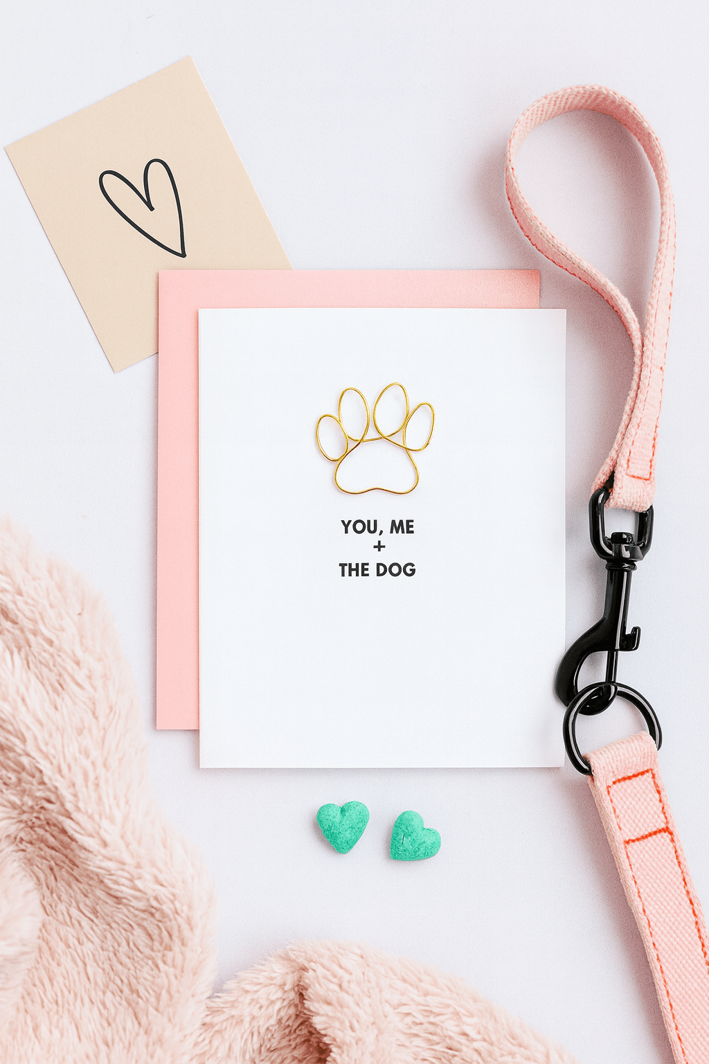You, Me + The Dog - Love | Anniversary - Paw Print Paperclip Card