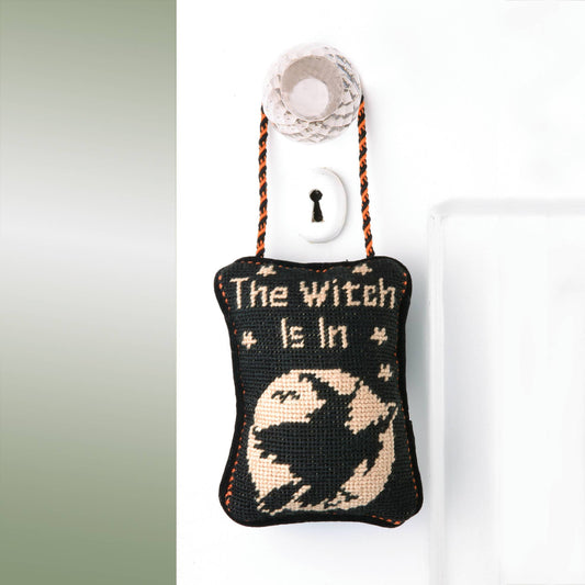 The Witch Is In Needlepoint Door Hanger - Halloween