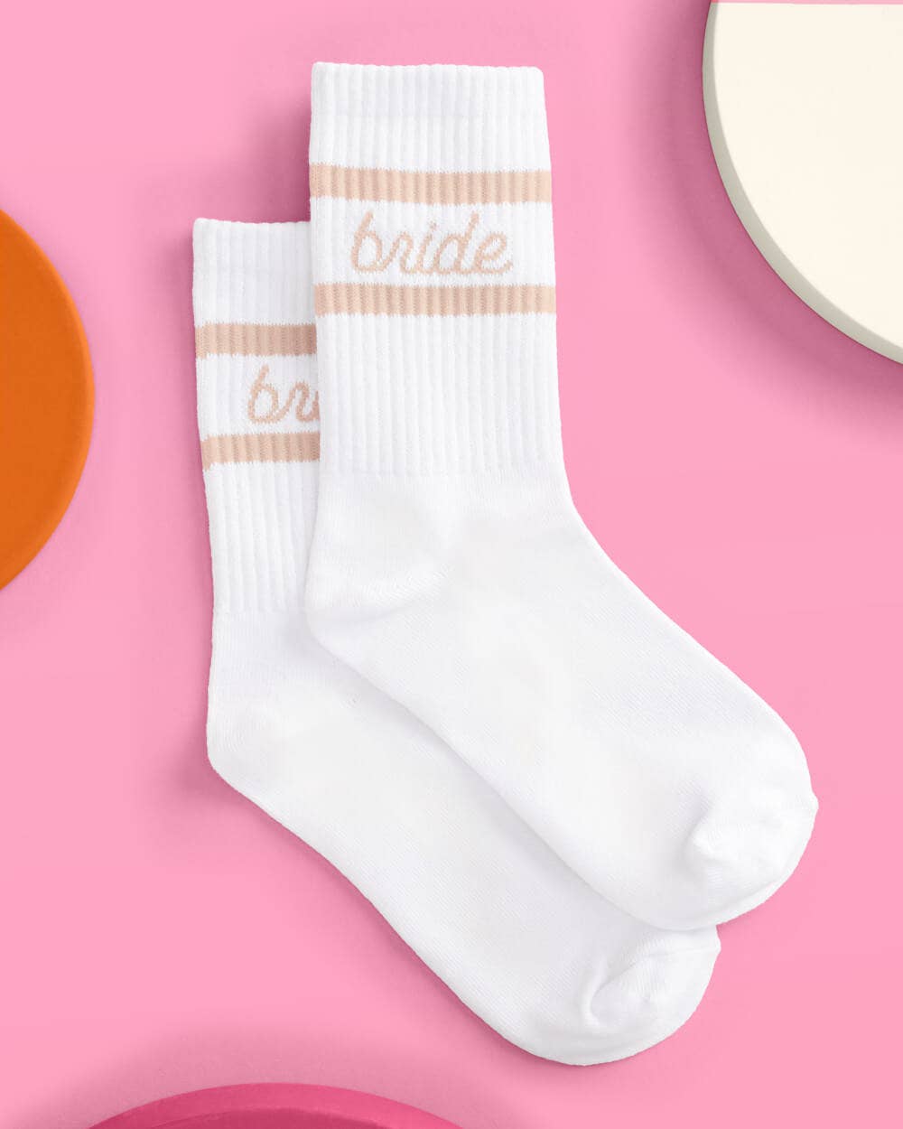 Beige Bride Socks - white tube socks