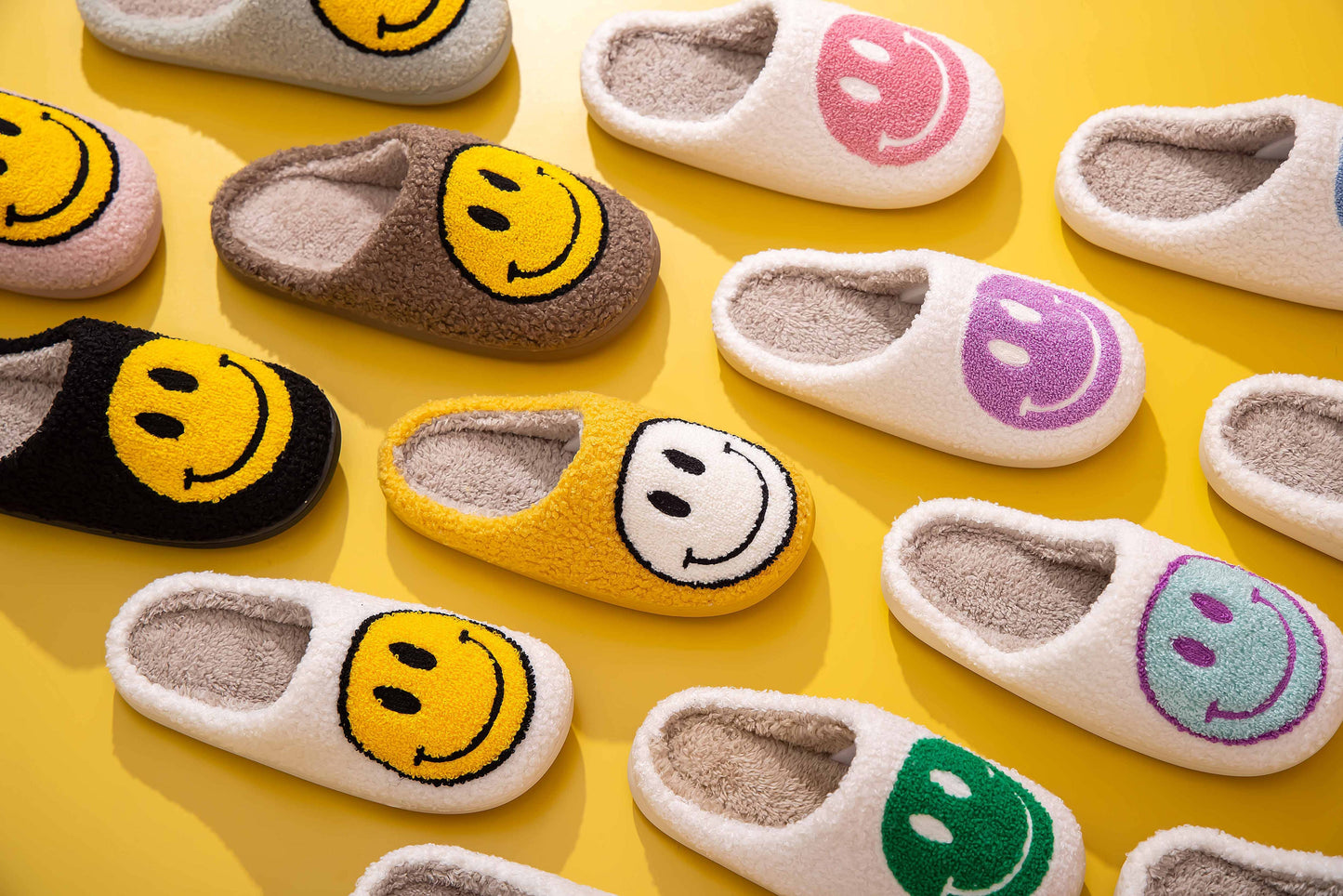 Happy Face Comfort Fluffy Slider Slipper for adult