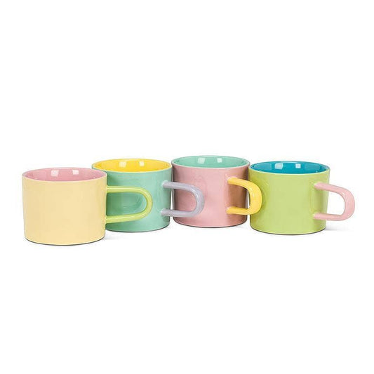 Triple Colored Mug-4 Assorted -3"H(12oz) - Clearance
