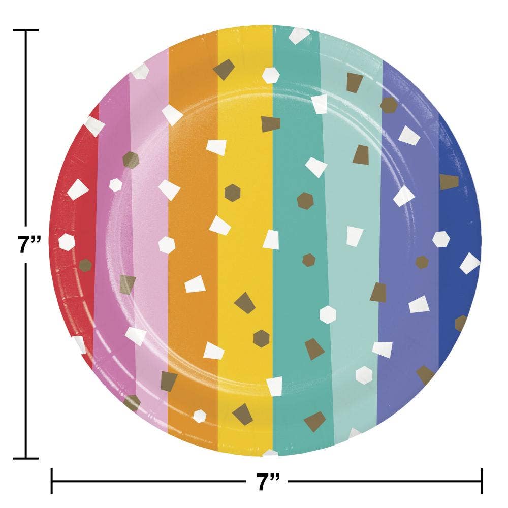 Birthday Confetti 6.75 Inch Paper Dessert Plate, 8/Pkg
