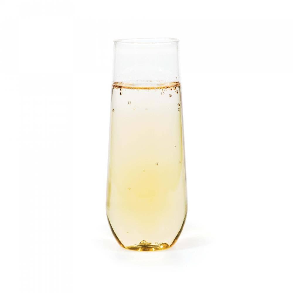 Clear 9 oz Plastic Stemless Champagne Flutes, 4/Pkg