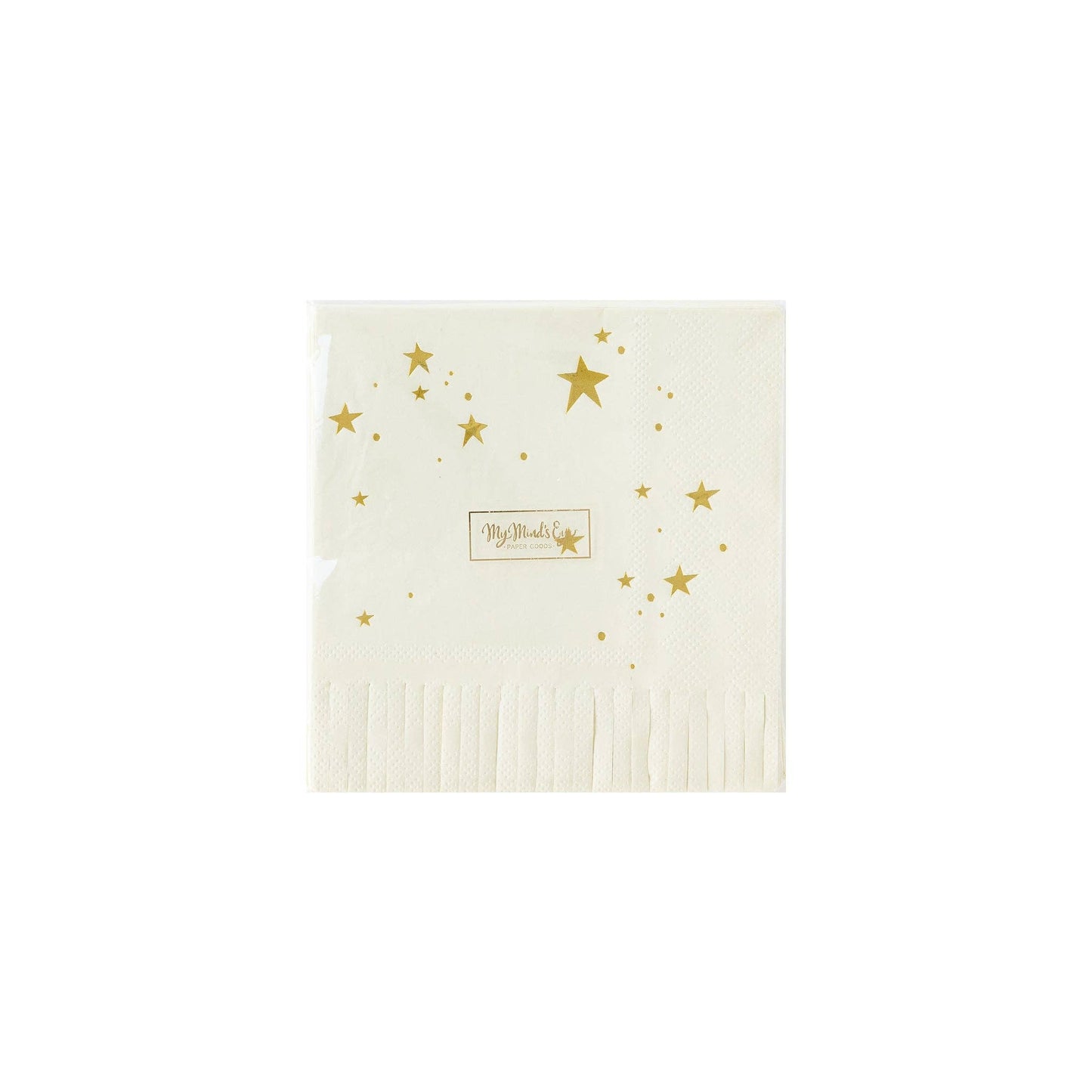 Baby Neutral Star Fringed Cocktail Napkin