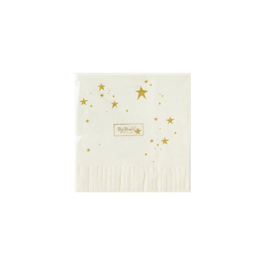 Baby Neutral Star Fringed Cocktail Napkin