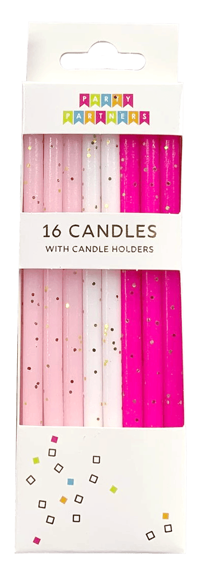 Pink Tones Gold Glitter 16 Candle Set