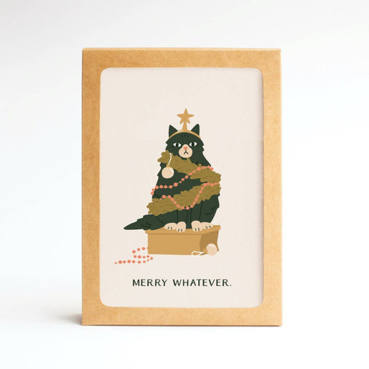 Boxed Set of 10 Merry Whatever Cat Folded Notes