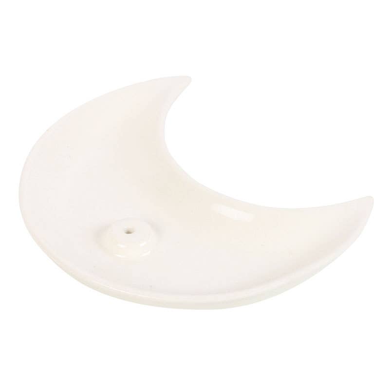 White Crescent Moon Incense Stick Holder