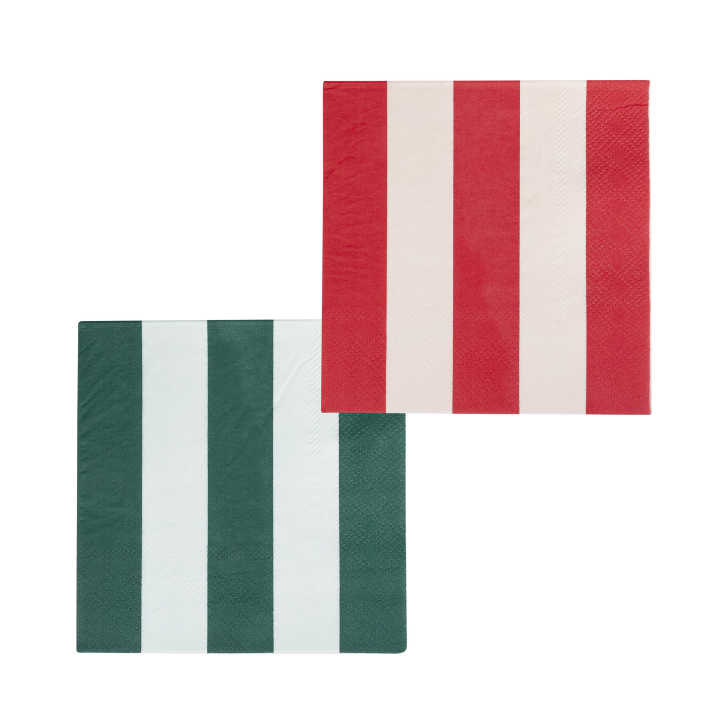 Red and Pink / Green and Mint Striped Cocktail Napkin Set