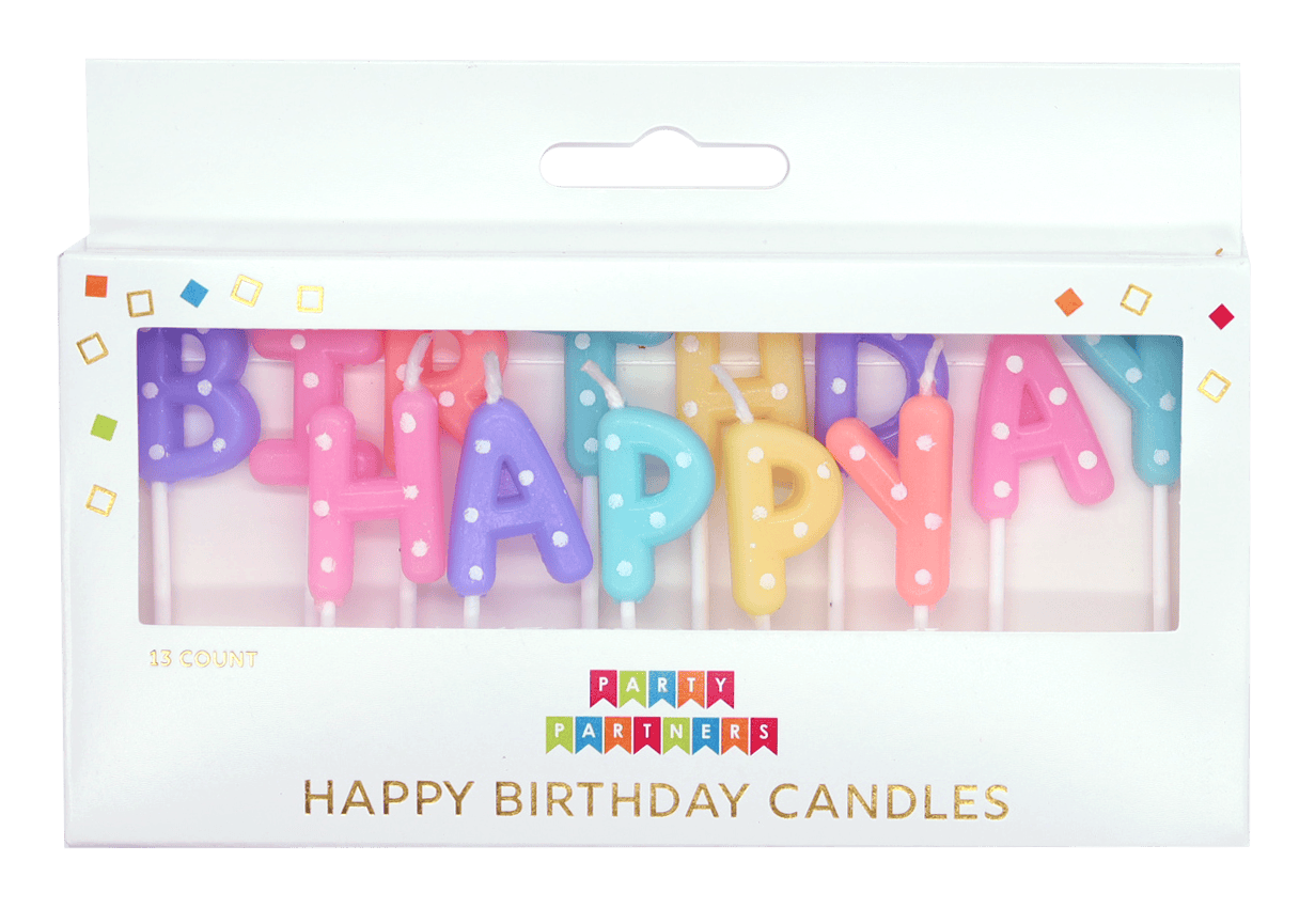 Happy Birthday Pastel Dotted Letter Candle Set