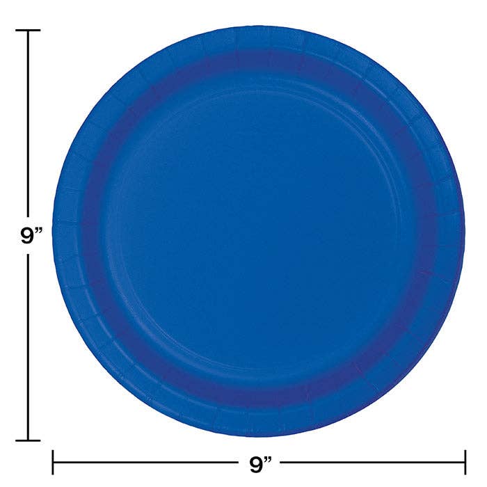 Cobalt Blue Value Friendly 8.75" Paper Dinner Plates, 8/Pkg