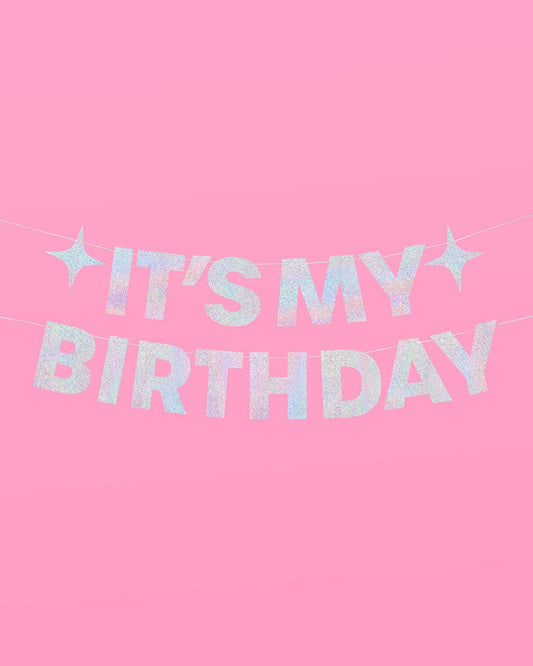 Shimmer Birthday Foil Banner, Party Supplies, Bday Decor