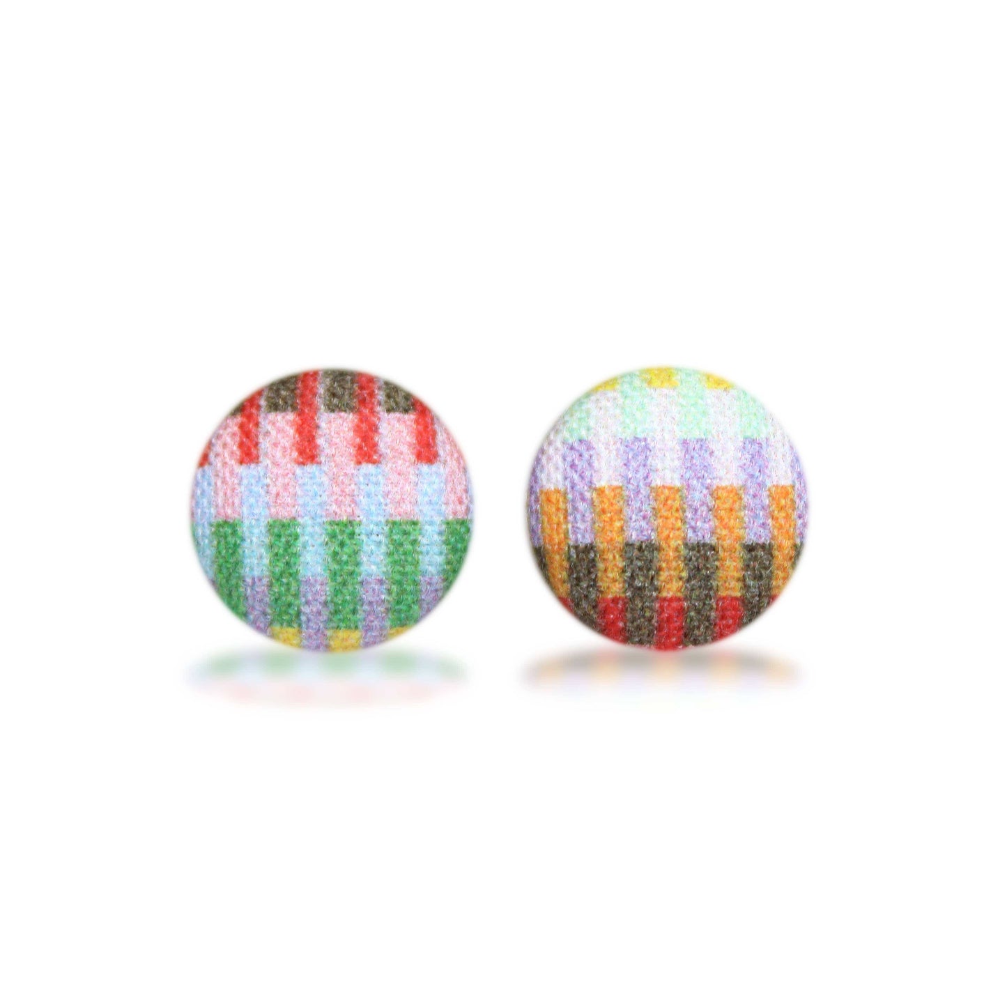 Colorful Rectangles Fabric Button Earrings