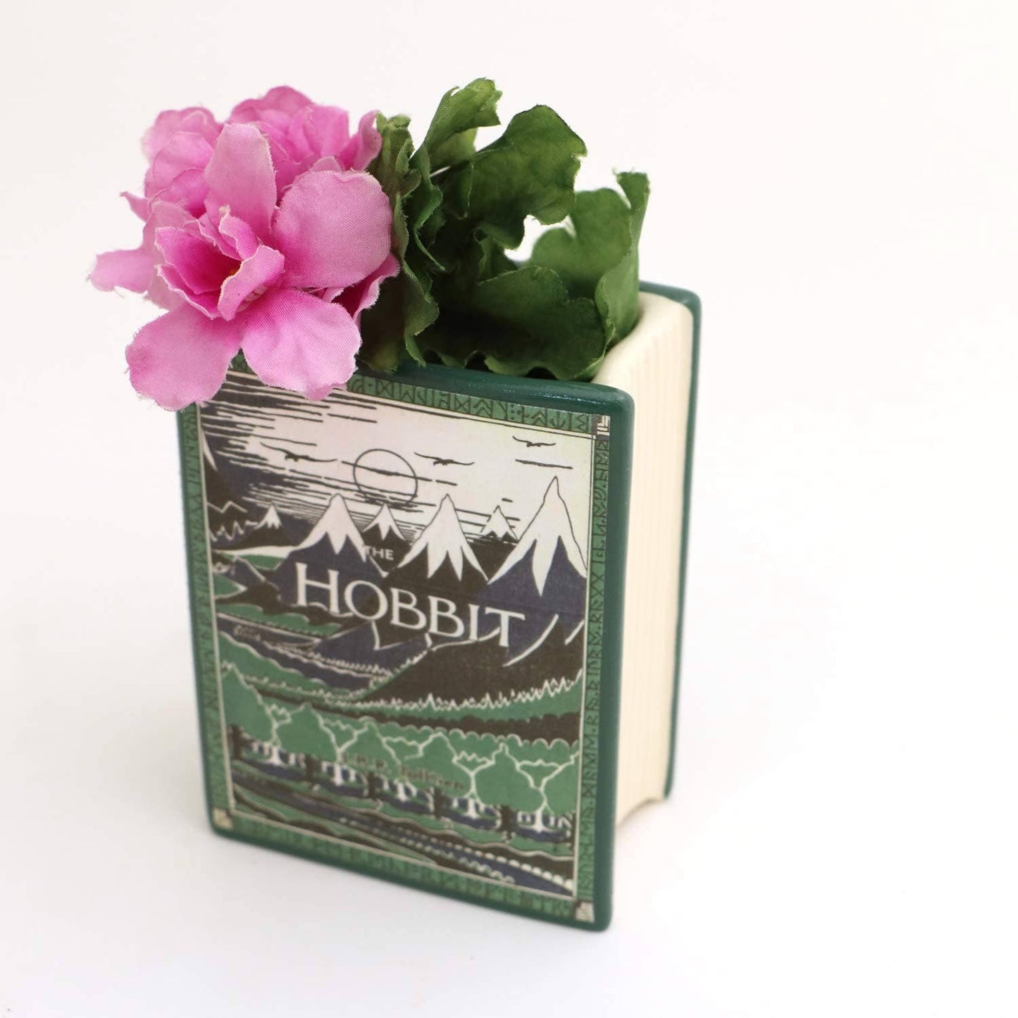 The Hobbit, book shaped pencil holder, decoupaged, vase