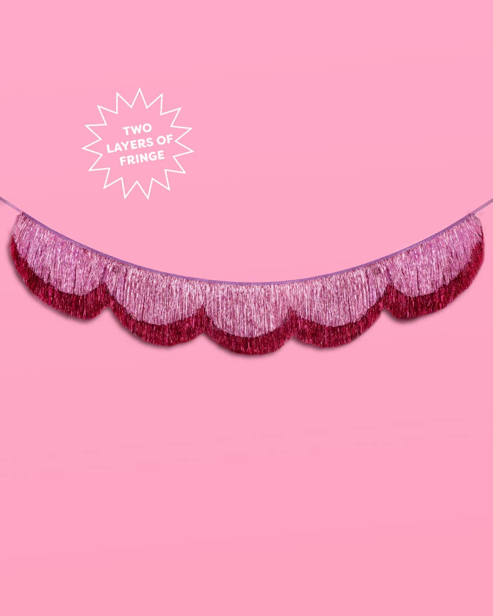 Tickled Pink Fringe 5" Scalloped Banner, purple kids
