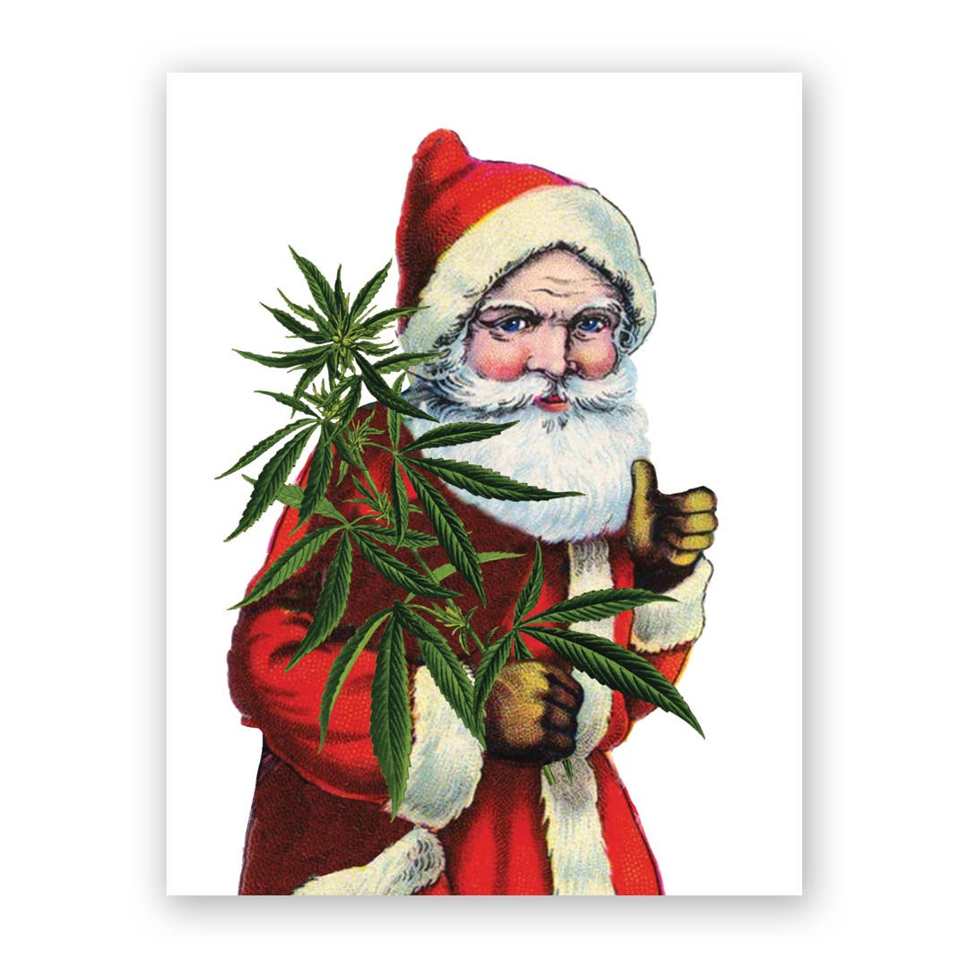 Cannabis Santa Holiday Greeting Card: Single