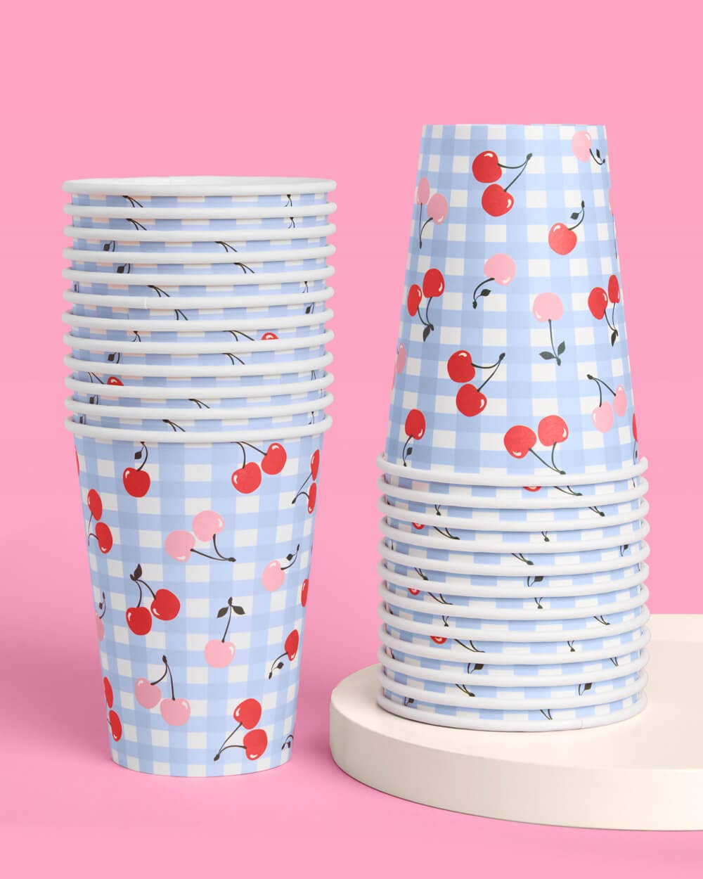 Cherry Gingham Paper Cups - 12 oz, 24 count