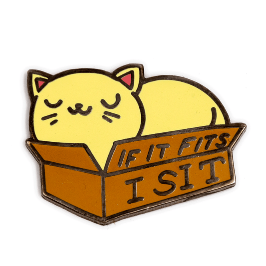 If It Fits I Sit Cat Enamel Pin