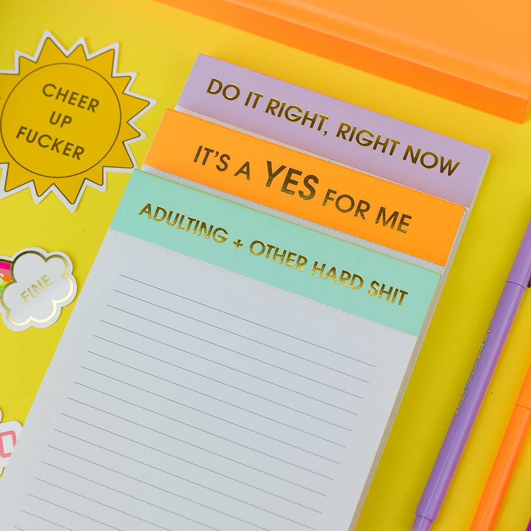 Adulting + Other Hard Shit - Lined Notepad - Sea Foam Green - 65 perforated pages - 5x8