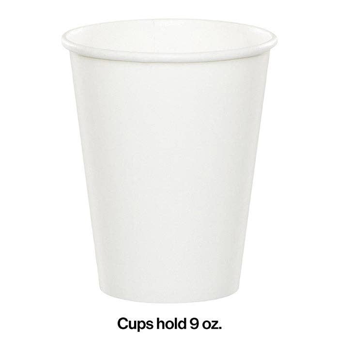 White Value Friendly 9 oz Hot & Cold Paper Cups, 8/Pkg