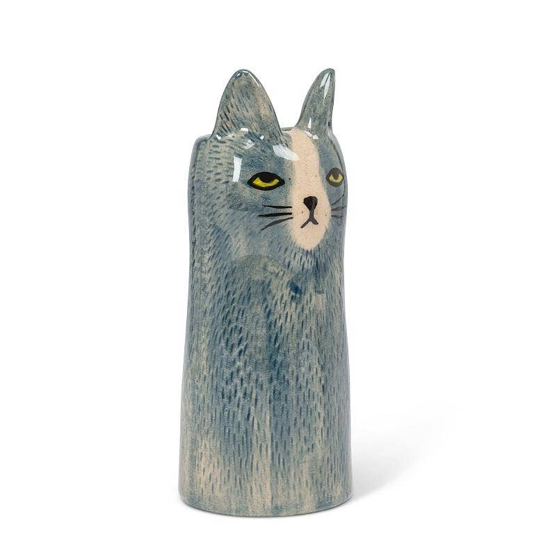 Skinny Cat Vase-6"H: Black