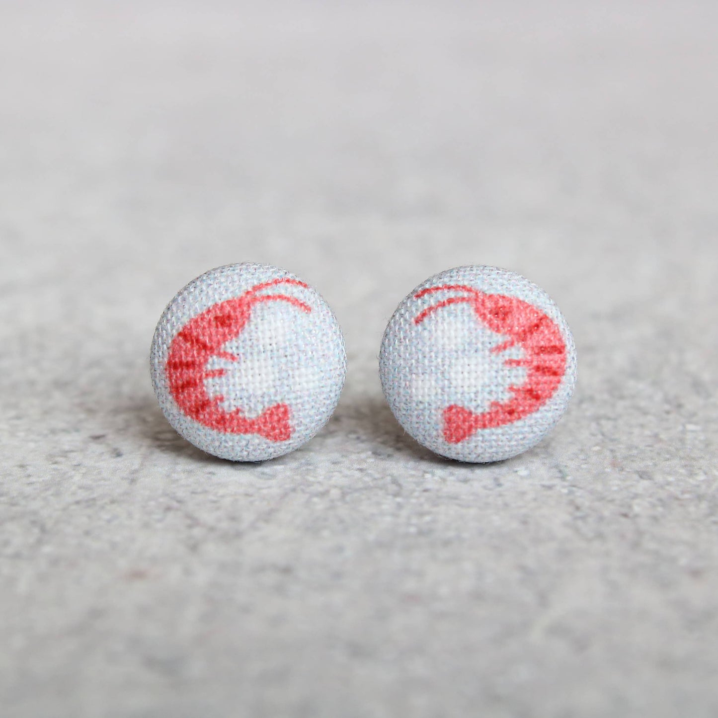 Shrimp Fabric Button Earrings