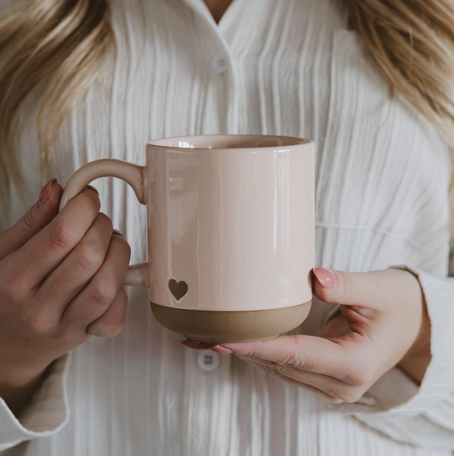 Heart Pink Stoneware Coffee Mug - Gift