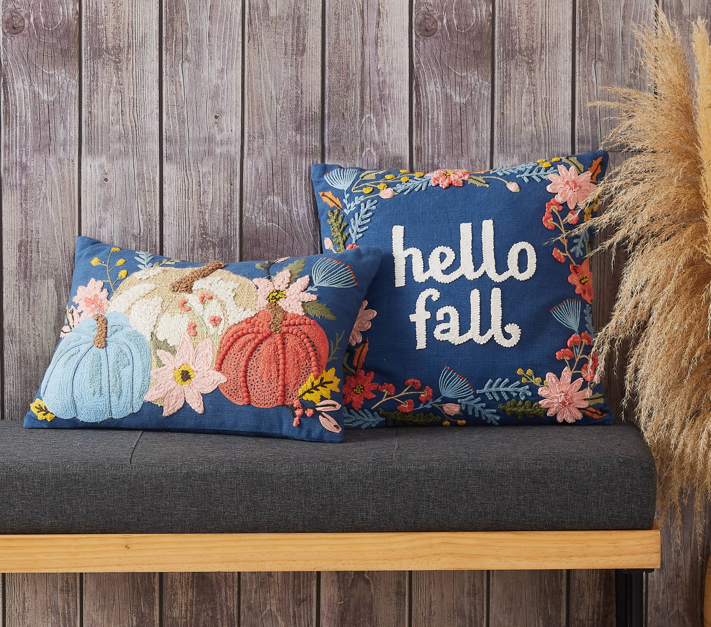 Hello Fall Embroidered Pillow