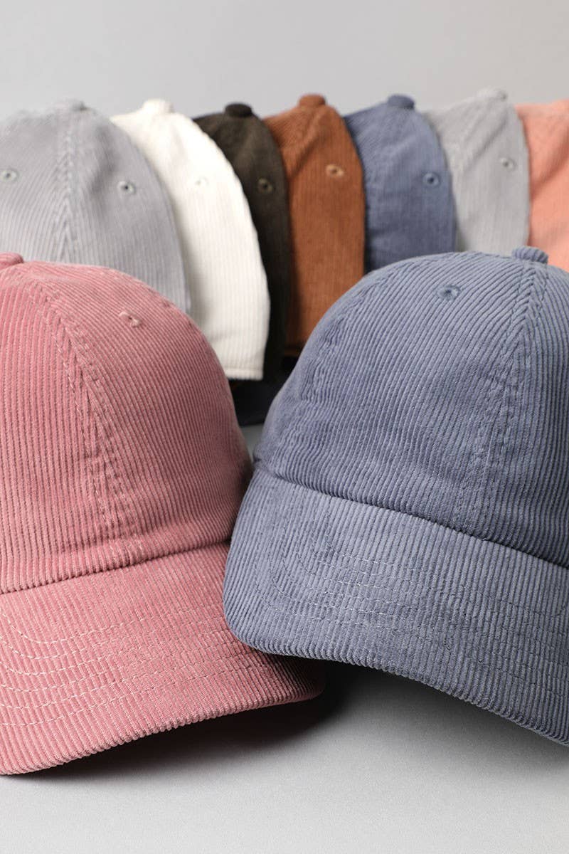 Corduroy Adjustable Cotton Baseball Cap Dad Hat: SMOKEPINK / One Size