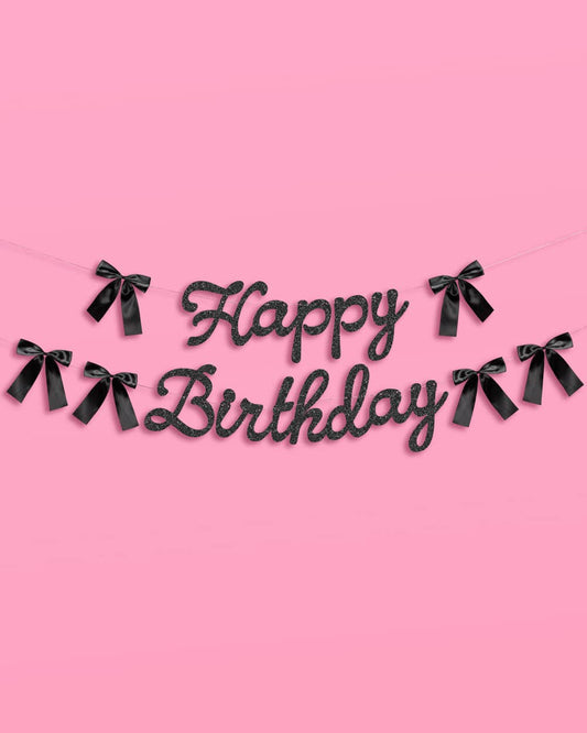 Happy Birthday Black Bow Banner | Emo, HBD, Sparkle