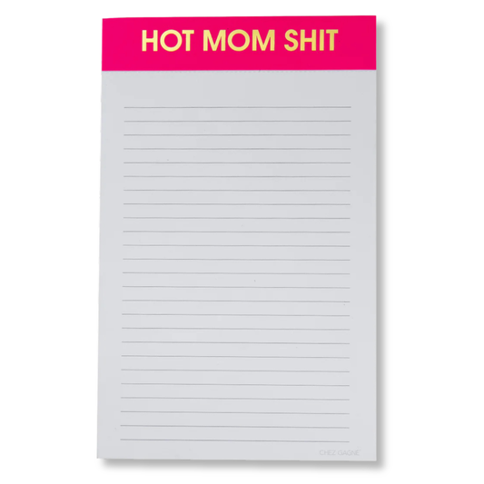 Hot Mom Shit  - Lined Notepad - Perforated Sheets - Hot Pink