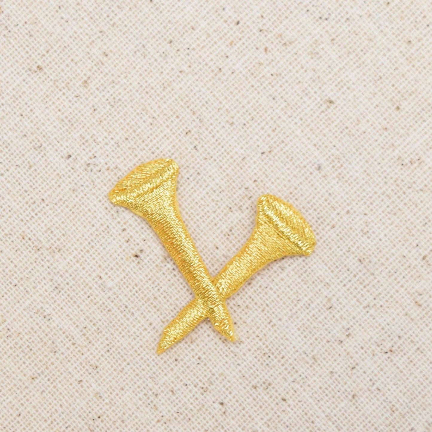 Golf - Two Crossed Tees - Gold - Iron on Applique - Embroidered Patch - 230045-A