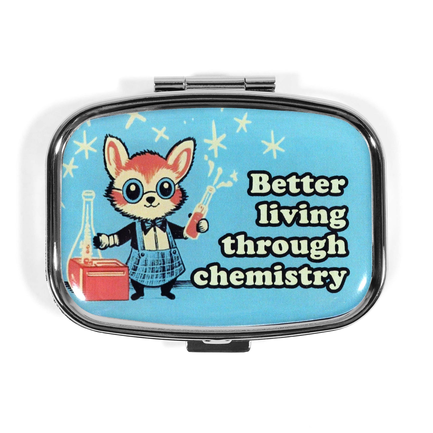 Better Living Through Chemistry - Cute Metal Pill Box