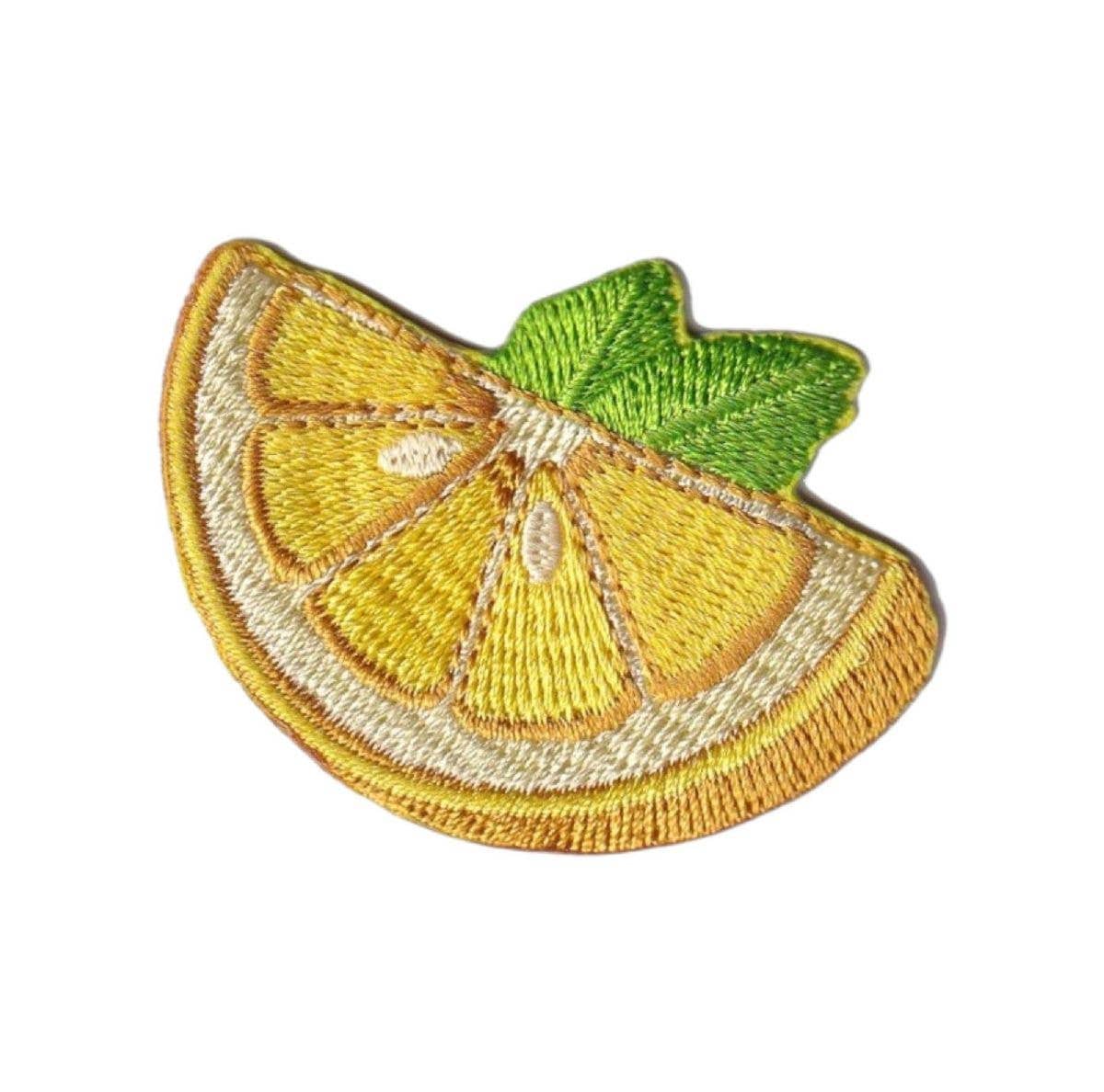 Lemon Wedge, Fruit, Food, Embroidered, Iron on Patch