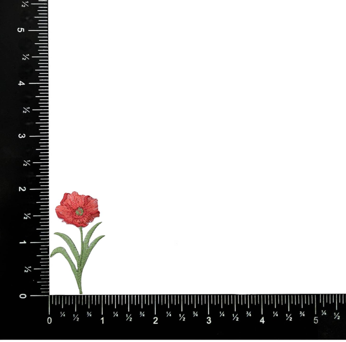 2 inch Single Red Poppy Flower Iron on Patch