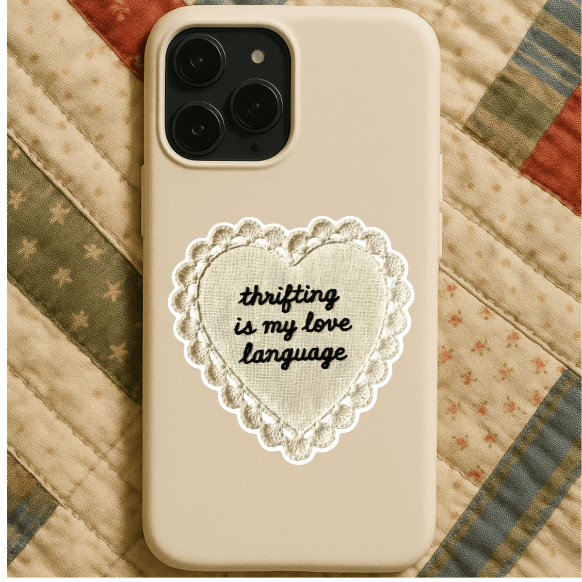 Thrifting Is My Love Language Sticker – Vintage Crochet
