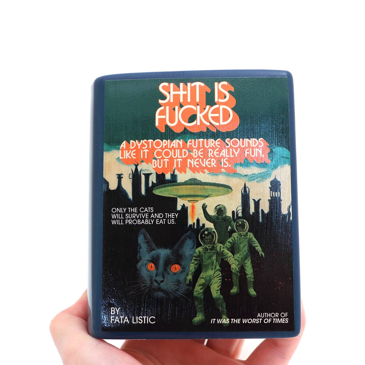 Shit is Fucked Book vase, Book pencil holder, decoupaged, vase