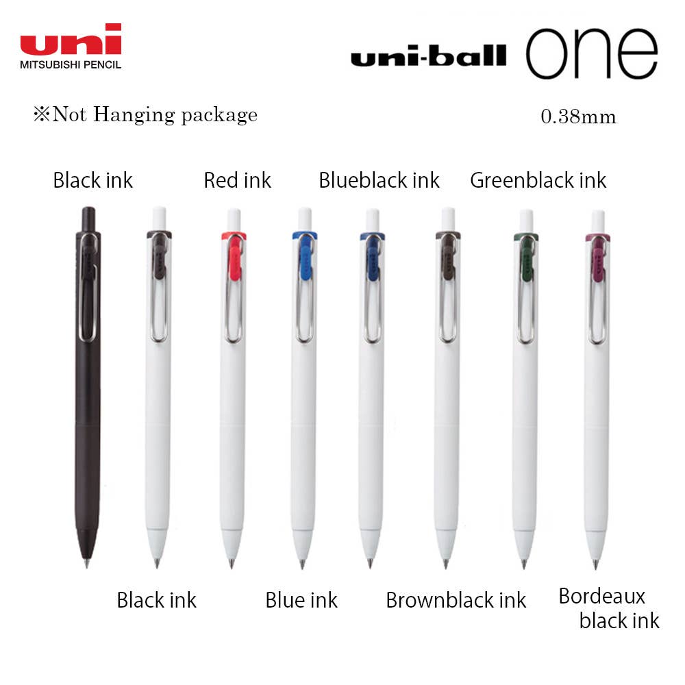 MITSUBISHI UNI BALL ONE BALLPOINT PEN ※NOT HANGING PACKAGE: Black × White body / 0.5mm