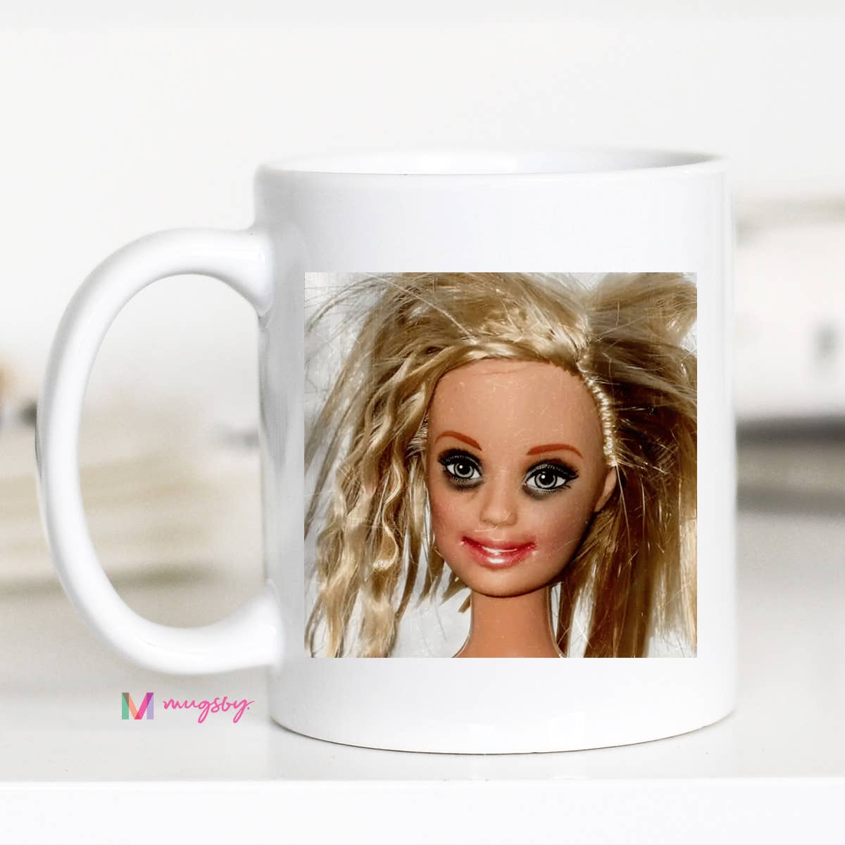 Crazy Hair Doll Coffee Mug Novelty Gag Gift Mug: 15oz / Black rim/handle