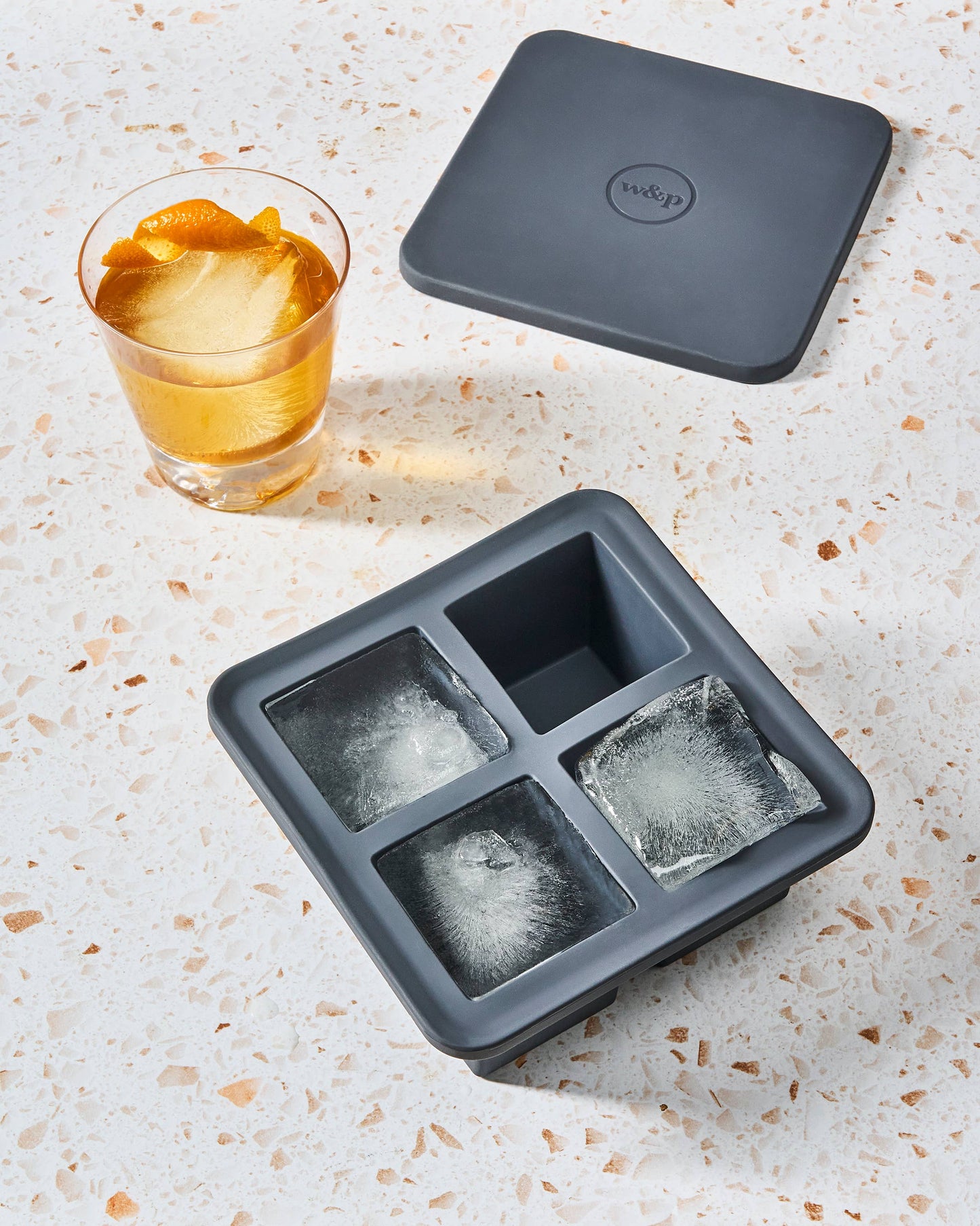 Extra Large XL Cocktail Cube Silicone Ice Tray: Charcoal