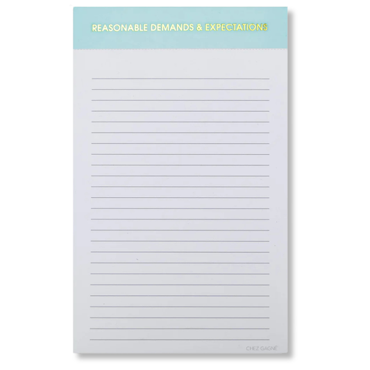 Reasonable Demands and Expectations - Lined Notepad - Perforated Sheets - Light Blue