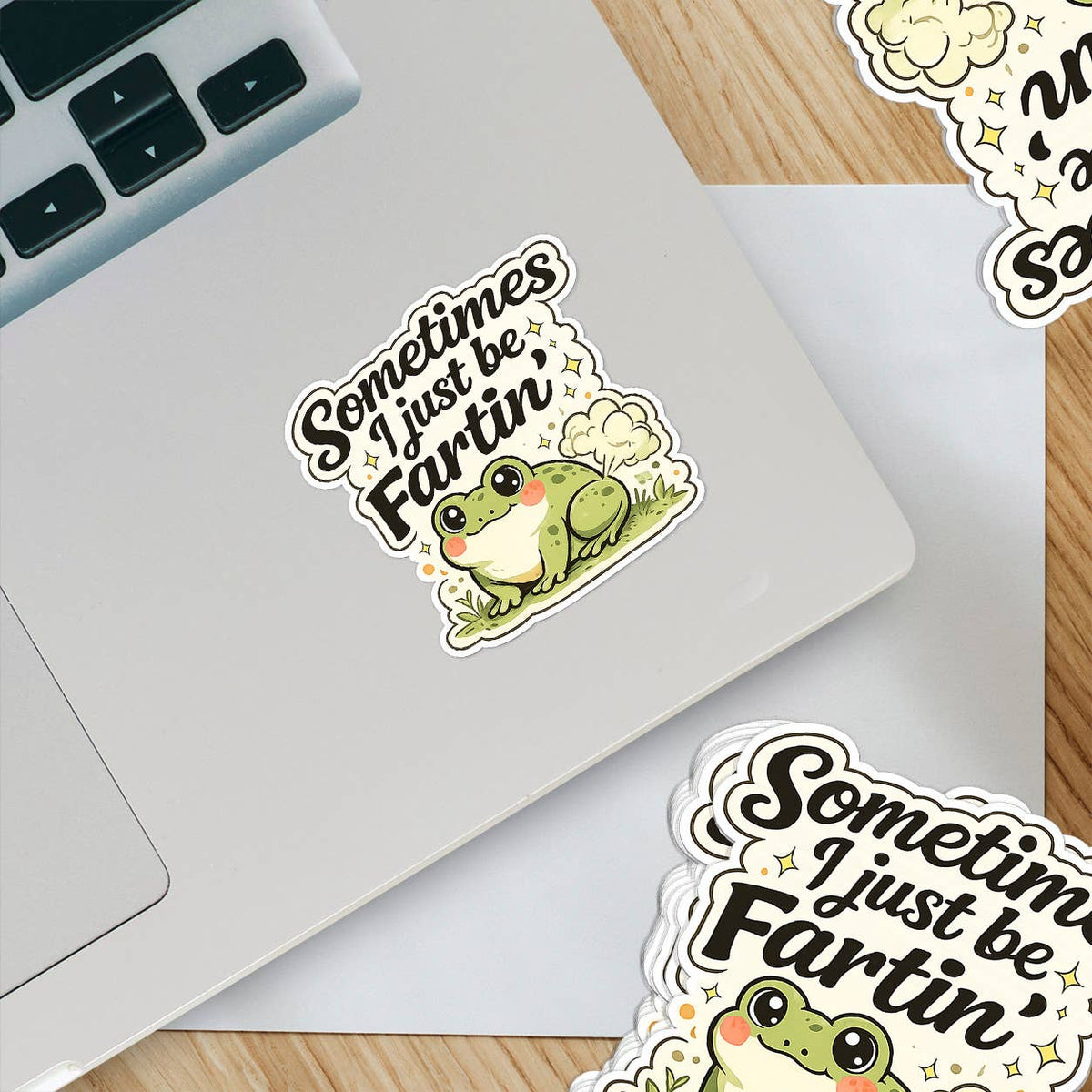 Sometimes I Just Be Fartin Funny Frog Vinyl Sticker: 3" tall