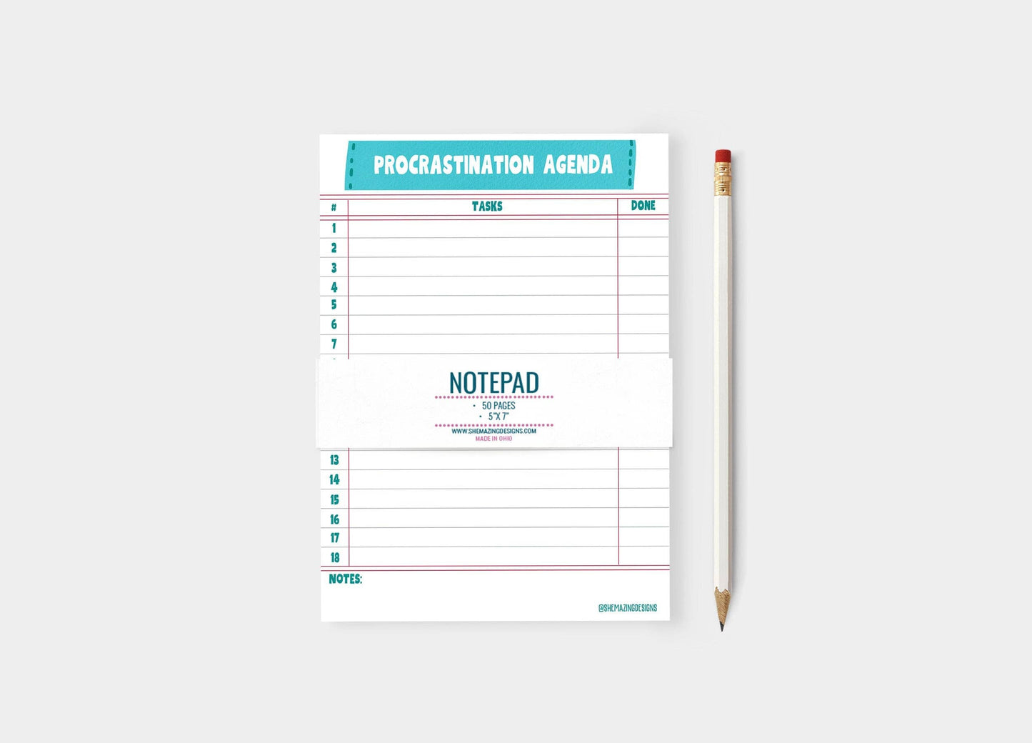 Procrastination Agenda - 5x7 Notepad