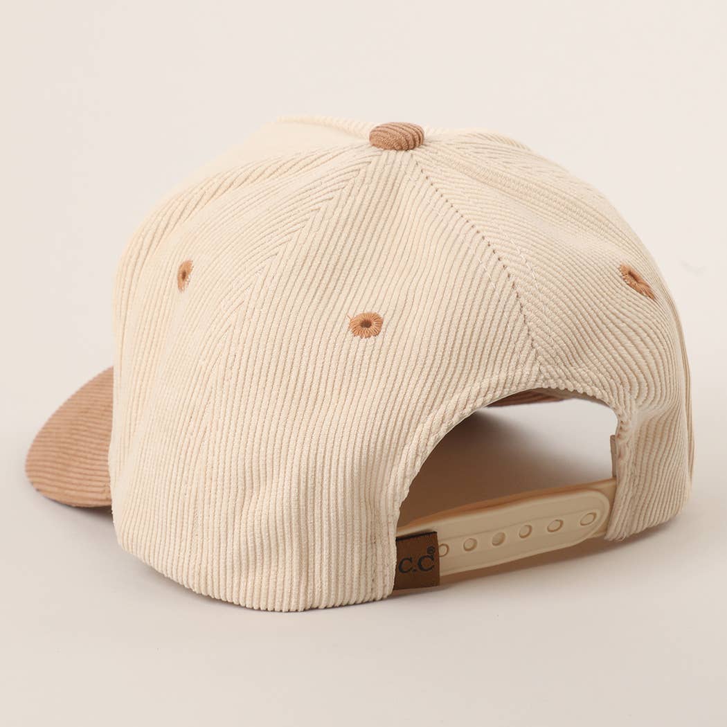 COULD BE MEANER Embroidered Corduroy Trucker Hat: BROWN/RUST / One Size