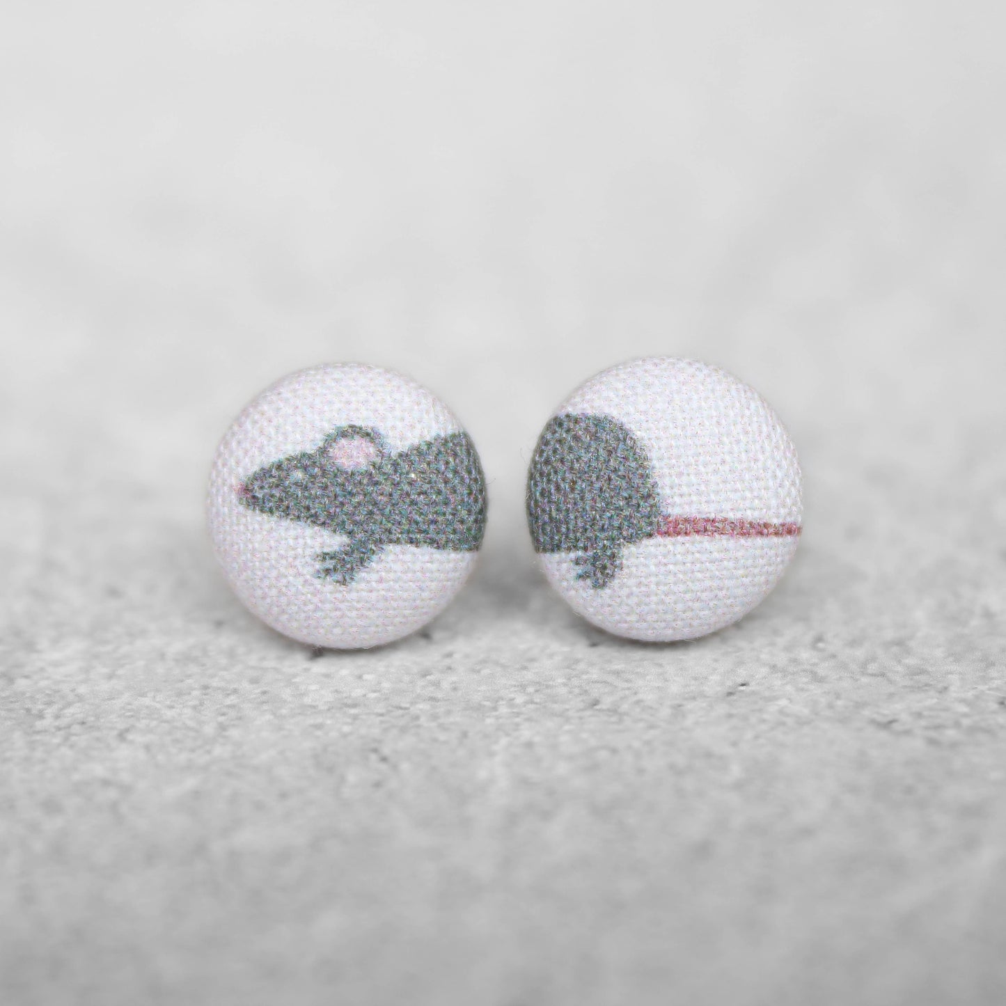Rat Fabric Button Earrings